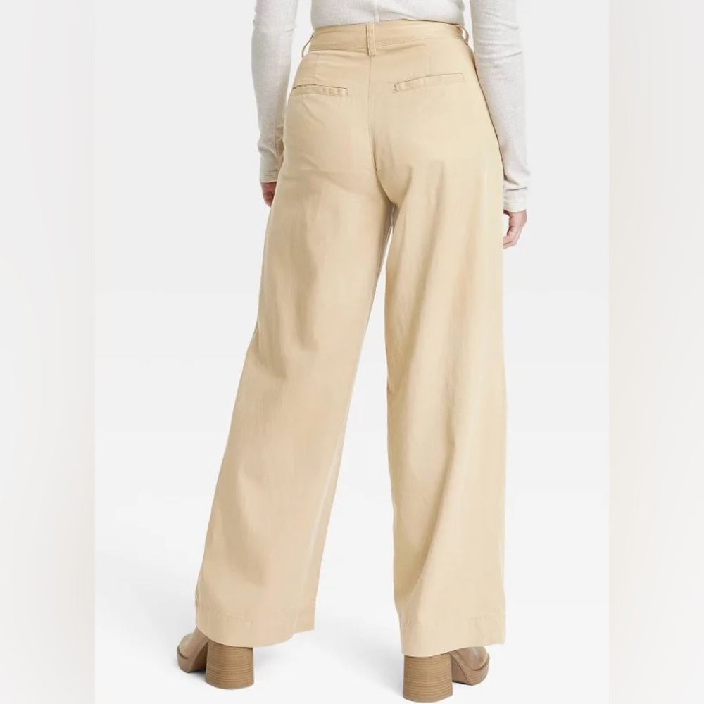 High Waisted Wide Leg Pants Khaki - Picture 3 of 3